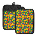 Plastic Building Blocks Pattern Print Pot Holders With Pocket