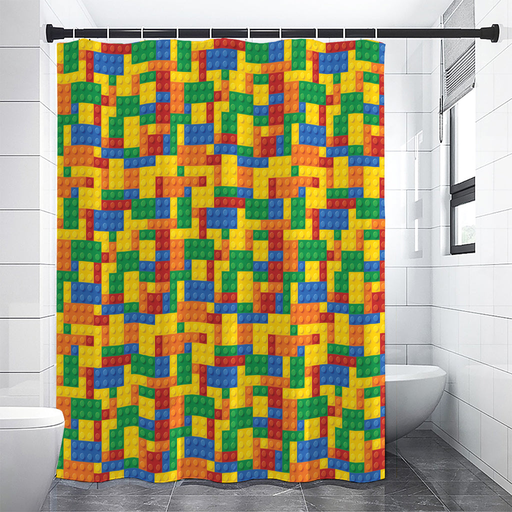 Plastic Building Blocks Pattern Print Premium Shower Curtain