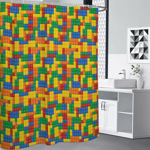 Plastic Building Blocks Pattern Print Premium Shower Curtain