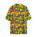 Plastic Building Blocks Pattern Print Rayon Hawaiian Shirt