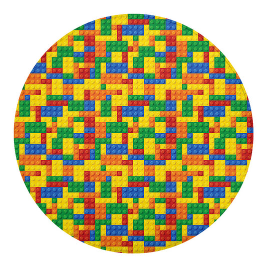 Plastic Building Blocks Pattern Print Round Blanket
