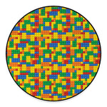 Plastic Building Blocks Pattern Print Round Floor Mat