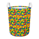 Plastic Building Blocks Pattern Print Round Laundry Basket