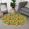 Plastic Building Blocks Pattern Print Round Rug