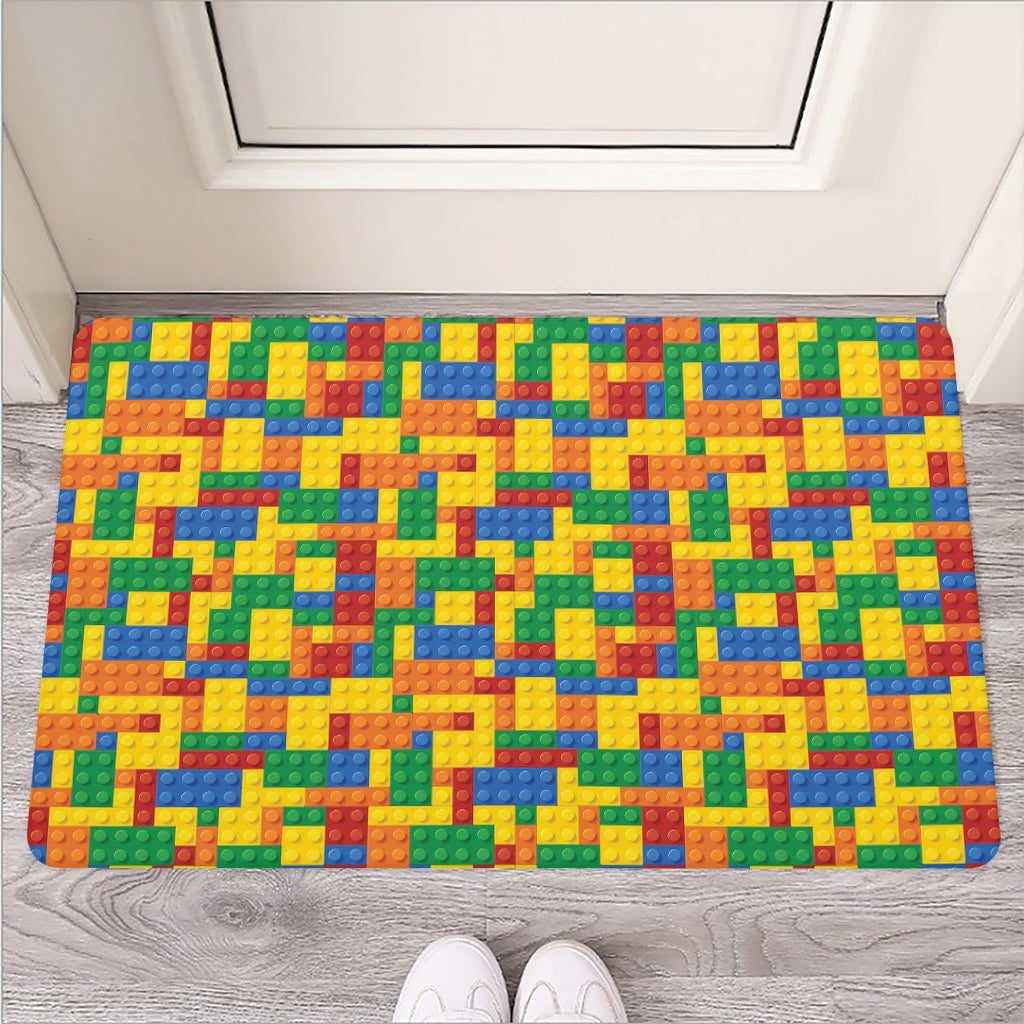 Plastic Building Blocks Pattern Print Rubber Doormat