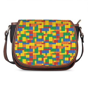 Plastic Building Blocks Pattern Print Saddle Bag