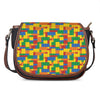 Plastic Building Blocks Pattern Print Saddle Bag