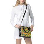 Plastic Building Blocks Pattern Print Shoulder Handbag