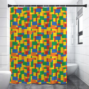 Plastic Building Blocks Pattern Print Shower Curtain