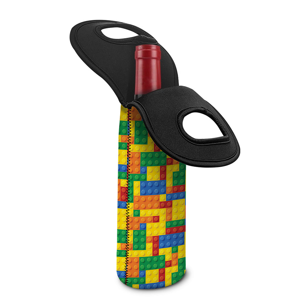 Plastic Building Blocks Pattern Print Single Neoprene Wine Tote