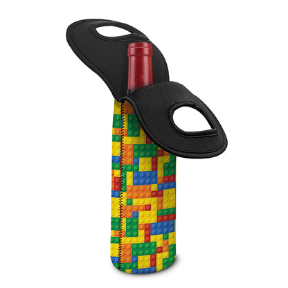 Plastic Building Blocks Pattern Print Single Neoprene Wine Tote