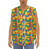 Plastic Building Blocks Pattern Print Sleeveless Baseball Jersey