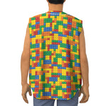 Plastic Building Blocks Pattern Print Sleeveless Baseball Jersey