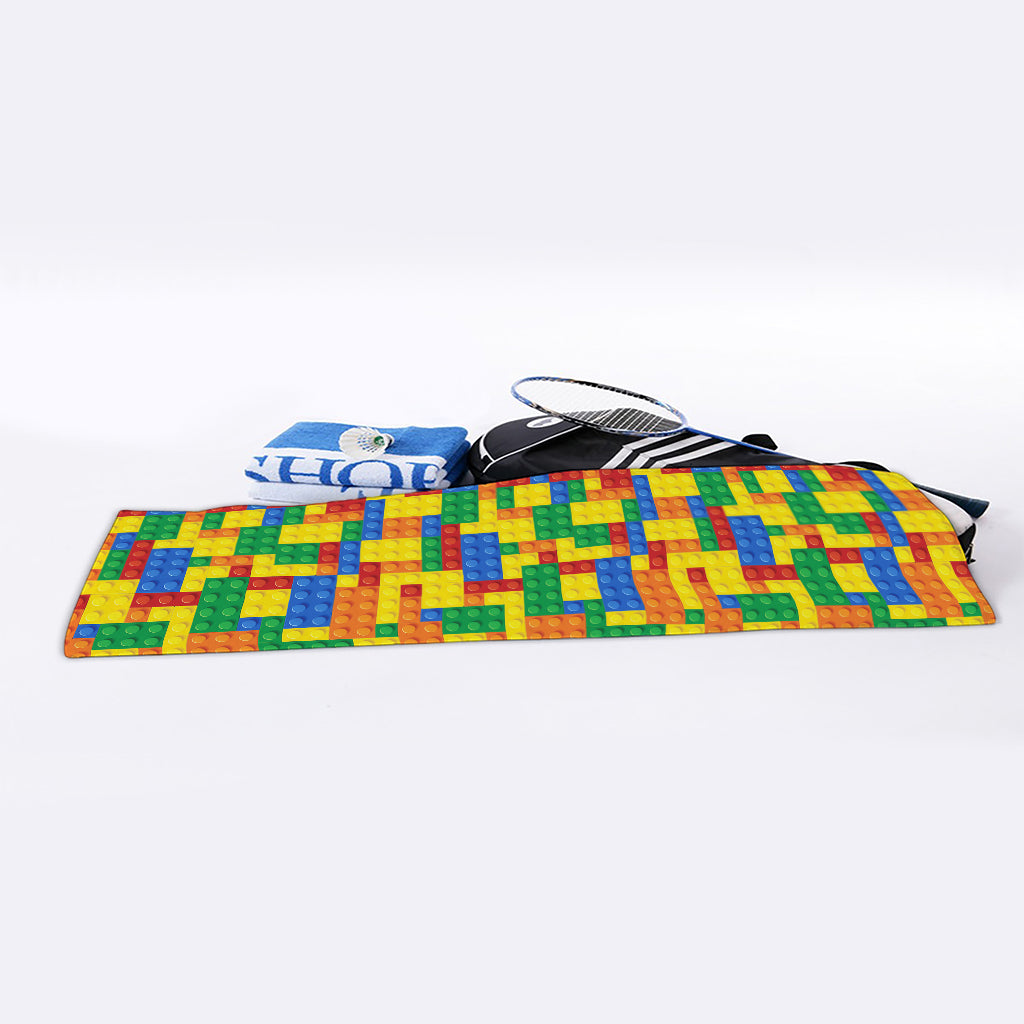 Plastic Building Blocks Pattern Print Sports Towel