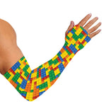 Plastic Building Blocks Pattern Print Sun Protection Arm Sleeves