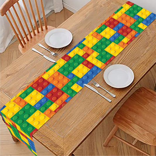 Plastic Building Blocks Pattern Print Table Runner