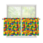 Plastic Building Blocks Pattern Print Tier Curtains