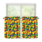 Plastic Building Blocks Pattern Print Tier Curtains