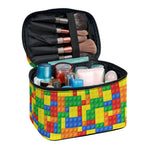 Plastic Building Blocks Pattern Print Travel Makeup Bag