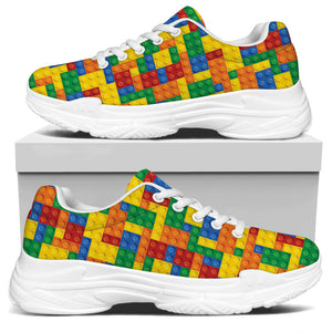 Plastic Building Blocks Pattern Print White Chunky Shoes