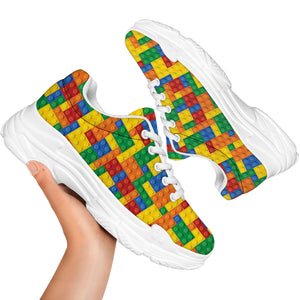 Plastic Building Blocks Pattern Print White Chunky Shoes