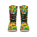 Plastic Building Blocks Pattern Print Winter Boots