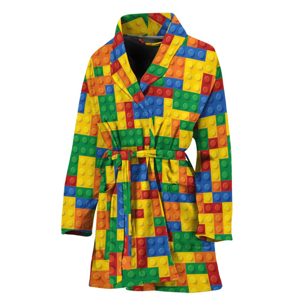 Plastic Building Blocks Pattern Print Women's Bathrobe