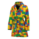 Plastic Building Blocks Pattern Print Women's Bathrobe