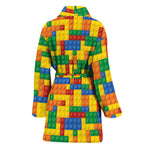 Plastic Building Blocks Pattern Print Women's Bathrobe