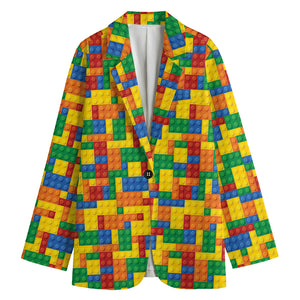 Plastic Building Blocks Pattern Print Women's Blazer