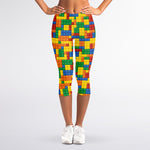 Plastic Building Blocks Pattern Print Women's Capri Leggings