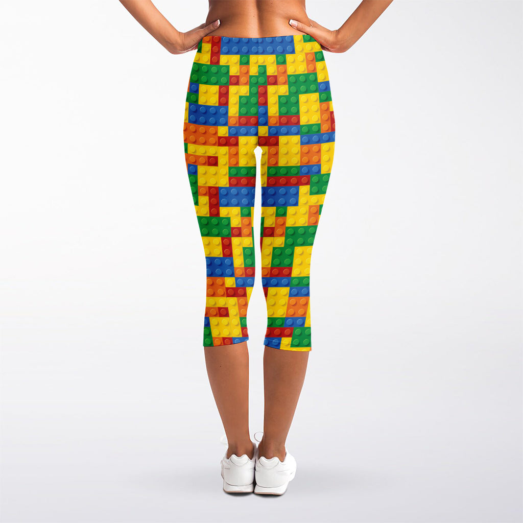Plastic Building Blocks Pattern Print Women's Capri Leggings