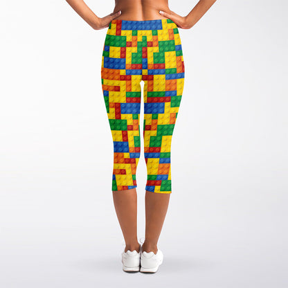 Plastic Building Blocks Pattern Print Women's Capri Leggings