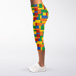 Plastic Building Blocks Pattern Print Women's Capri Leggings