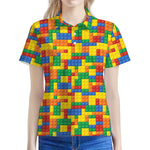 Plastic Building Blocks Pattern Print Women's Polo Shirt