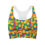 Plastic Building Blocks Pattern Print Women's Sports Bra