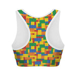 Plastic Building Blocks Pattern Print Women's Sports Bra