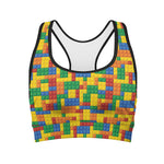 Plastic Building Blocks Pattern Print Women's Sports Bra