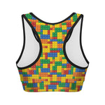 Plastic Building Blocks Pattern Print Women's Sports Bra