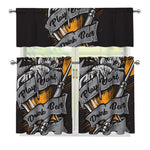 Play Dart Drink Beer Print 3 Piece Kitchen Curtains