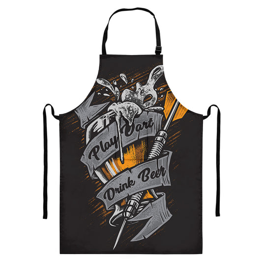 Play Dart Drink Beer Print Bib Apron With Pocket