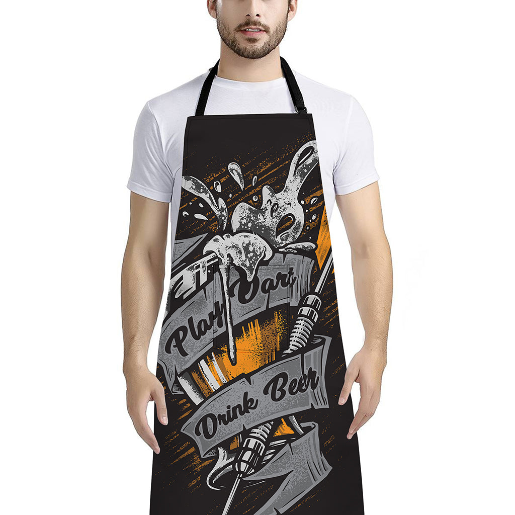 Play Dart Drink Beer Print Bib Apron With Pocket