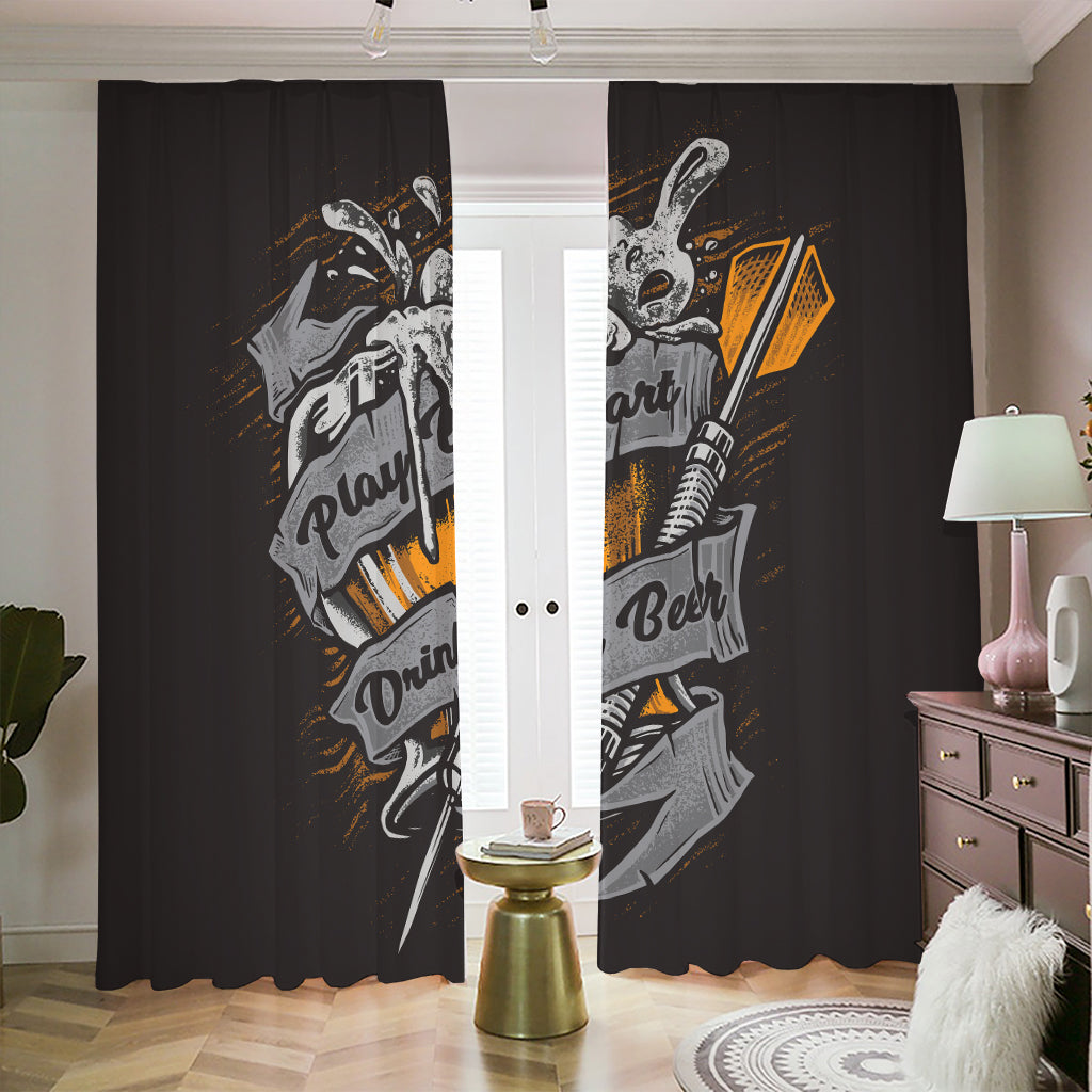 Play Dart Drink Beer Print Blackout Pencil Pleat Curtains