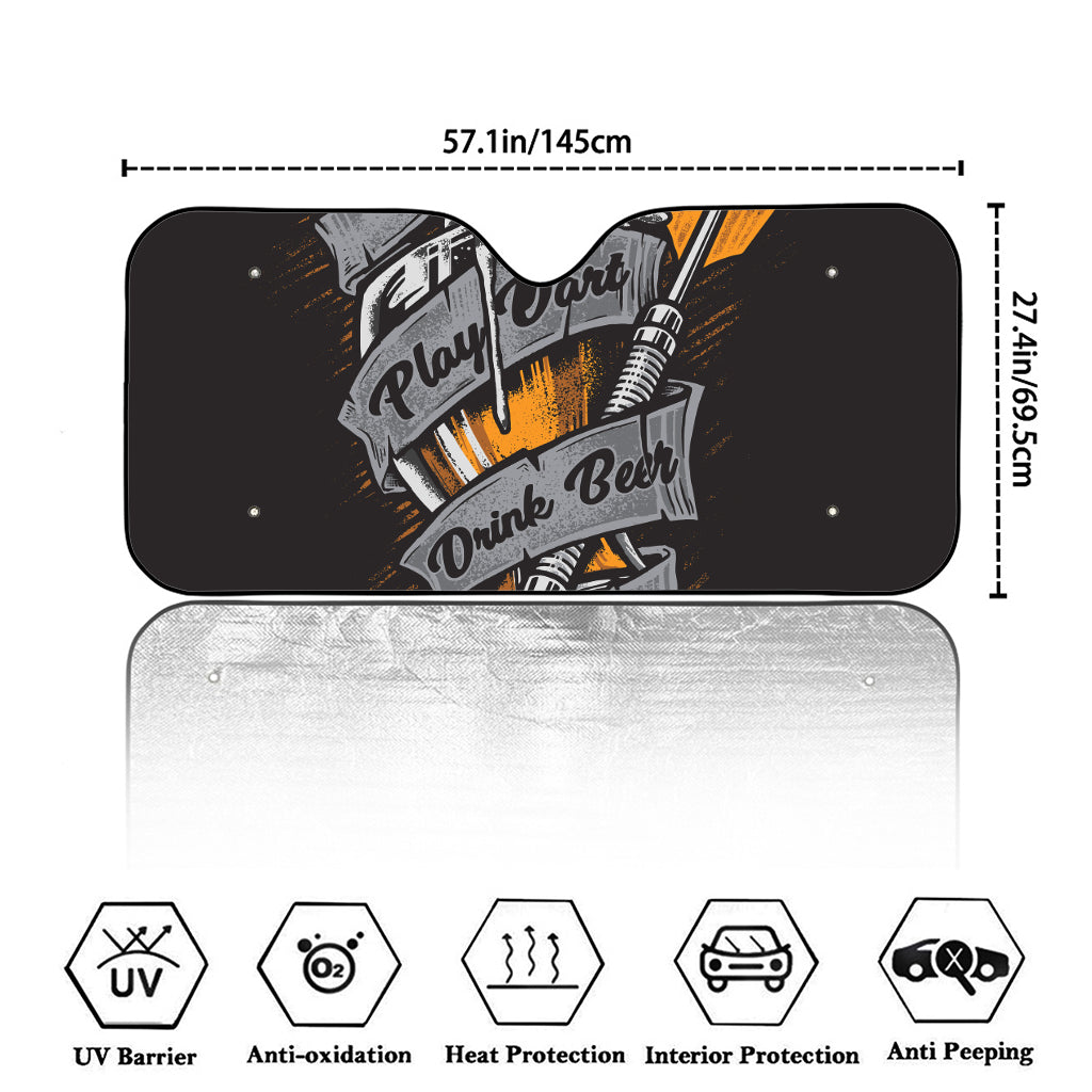 Play Dart Drink Beer Print Car Windshield Sun Shade