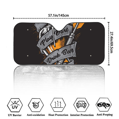 Play Dart Drink Beer Print Car Windshield Sun Shade