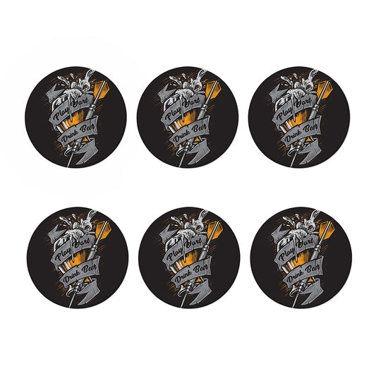 Play Dart Drink Beer Print Coaster Set