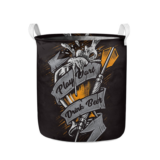 Play Dart Drink Beer Print Collapsible Laundry Basket
