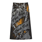 Play Dart Drink Beer Print Cotton Front Slit Maxi Skirt