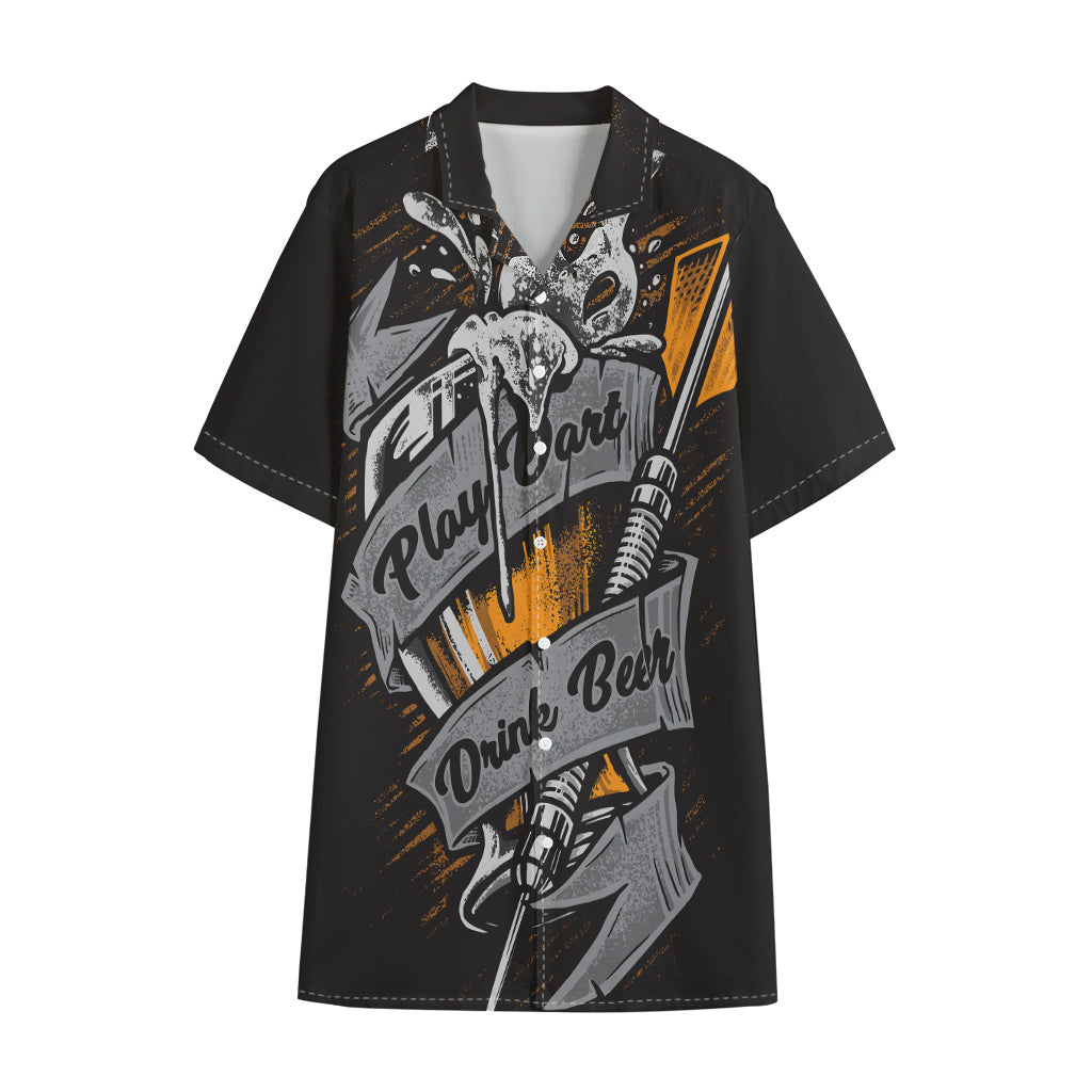Play Dart Drink Beer Print Cotton Hawaiian Shirt