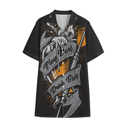 Play Dart Drink Beer Print Cotton Hawaiian Shirt